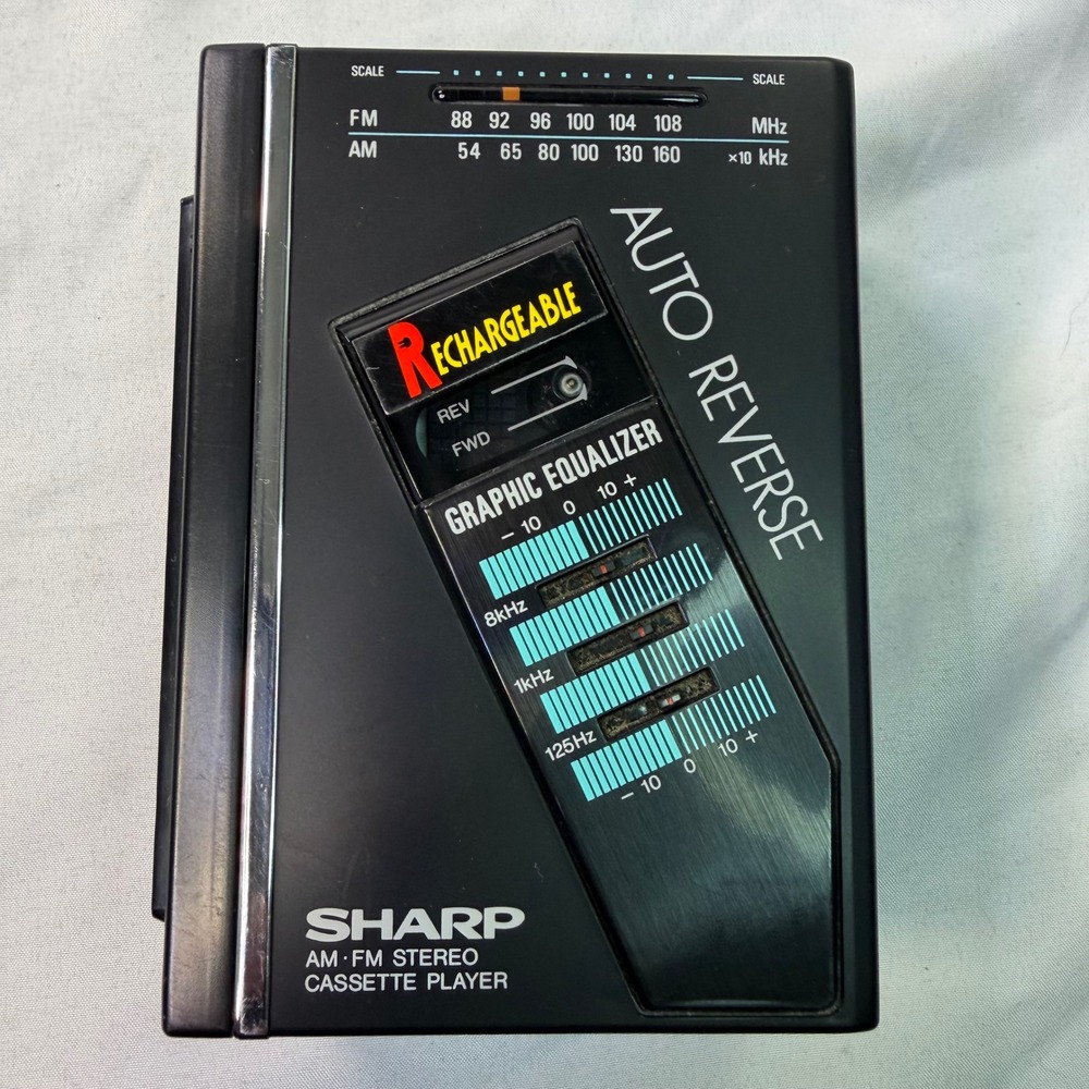 Vintage Sharp AM FM Stereo Cassette Player Auto Reverse Graphic Equalizer WORKS